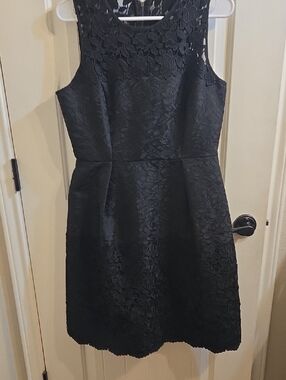 White House Black Market Black Floral Lace Fit-and-Flare Dress